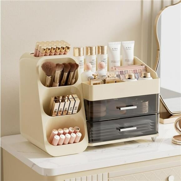 Makeup Organizer with Drawers Large Vanity Storage Box for Skincare Brushes - Picture 4 of 7